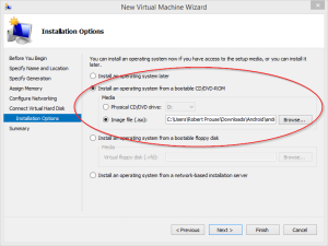 New Virtual Machine Wizard - Install Options