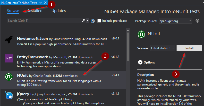 Add reference to NUnit